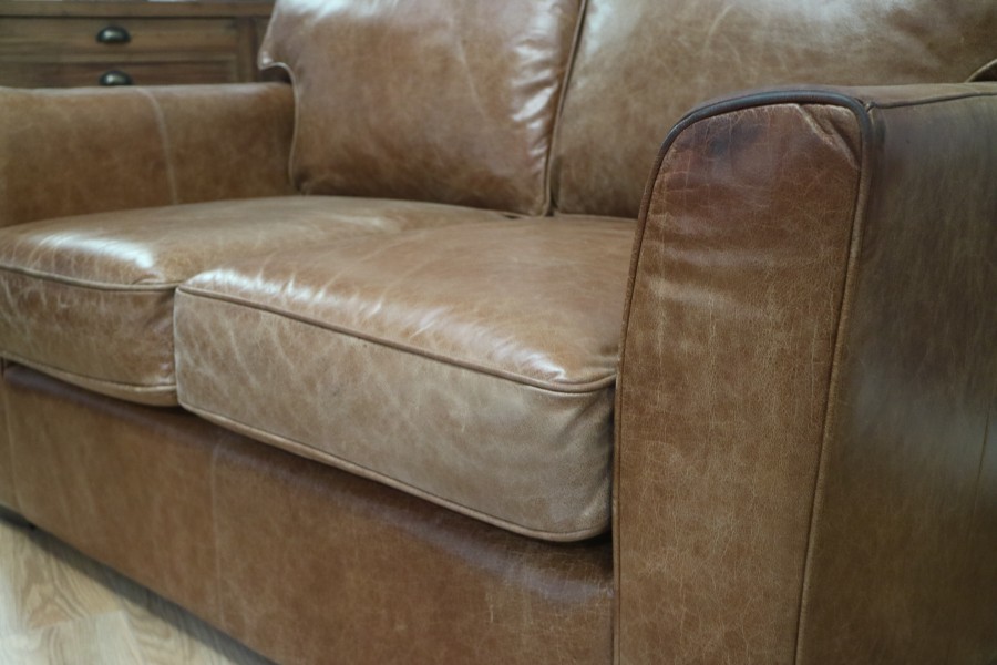 Torino Comfy Leather Sofa - 2 Seater - Sorrento Tan