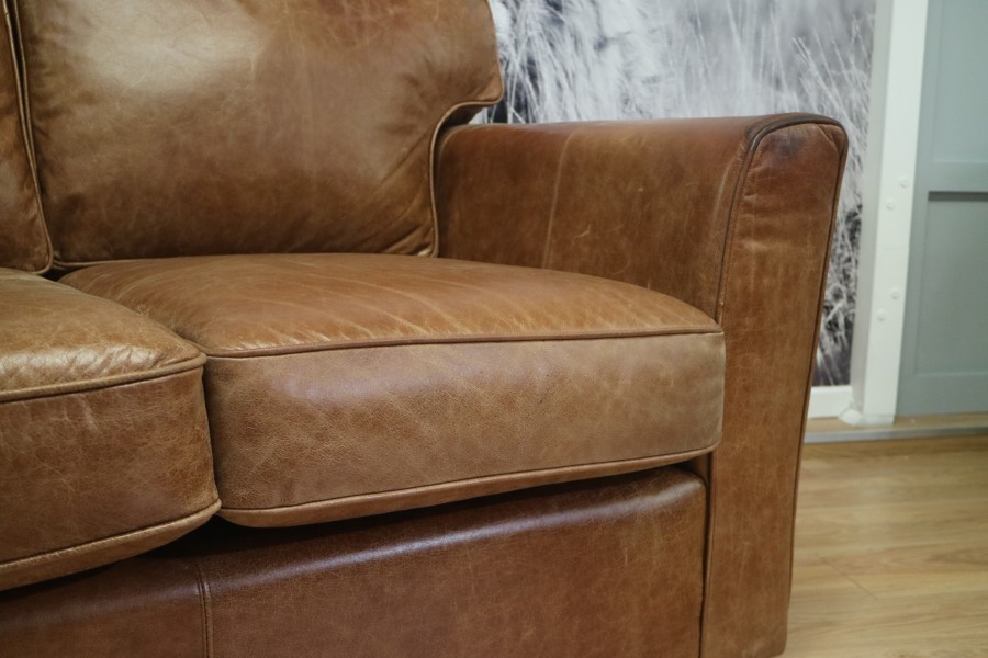 Torino Comfy Leather Sofa - 2 Seater - Sorrento Tan