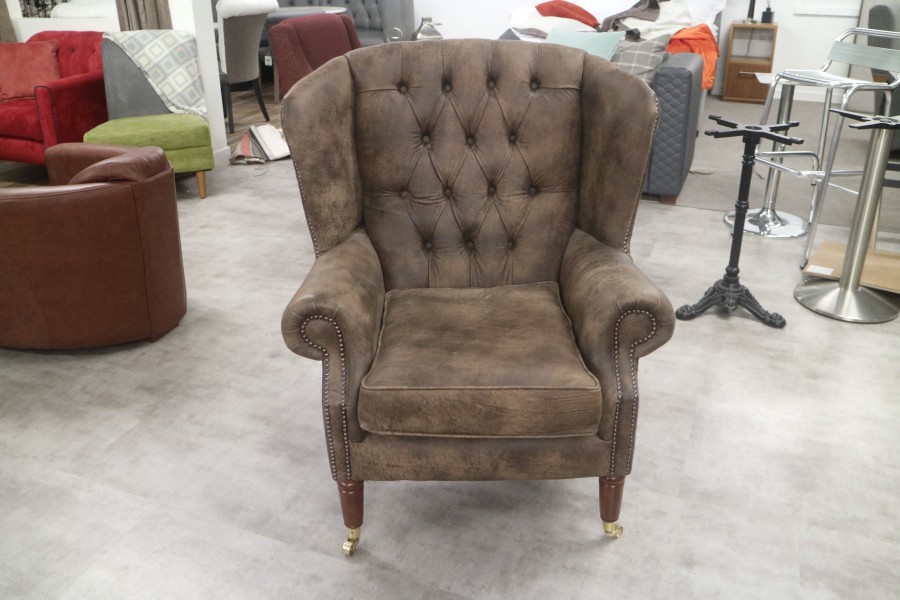 Flat Wing Buttoned Armchair - Regency Flat Wing Chair - Stalone Timber