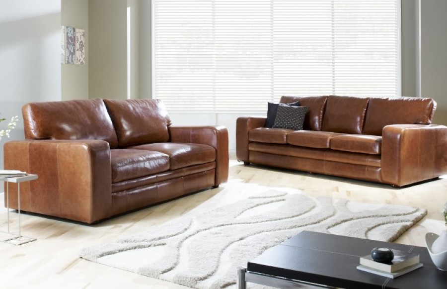 Abbey Leather Sofa 1.5 and 2 Seater Set - Black