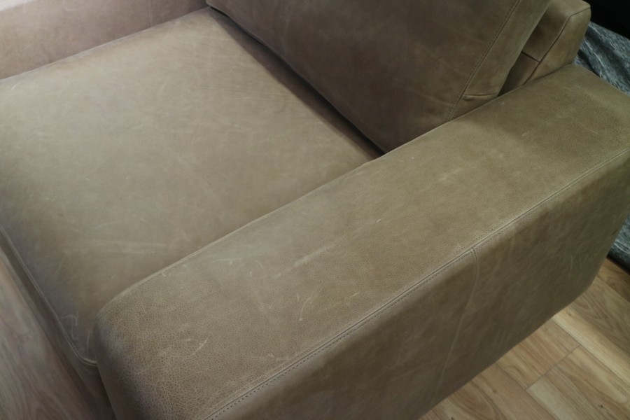 Wellington Contemporary Leather Sofa - 1.5 Seater -  Rancho Taupe