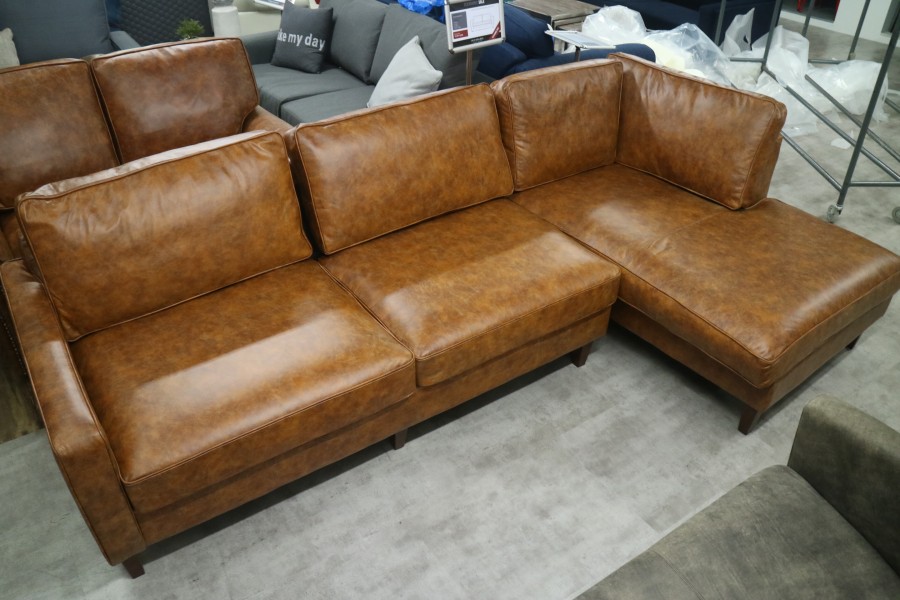 The English Sofa Company Drake Leather Chaise Sofa Right Hand