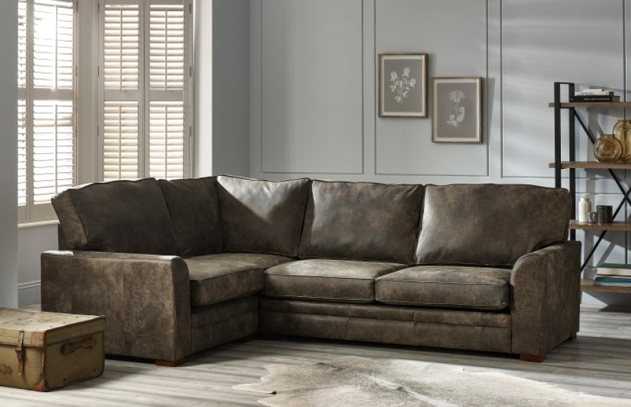 Liberty Leather Corner Sofa - 3 x 1.5str Corner Sofa - Tribe Light Wood