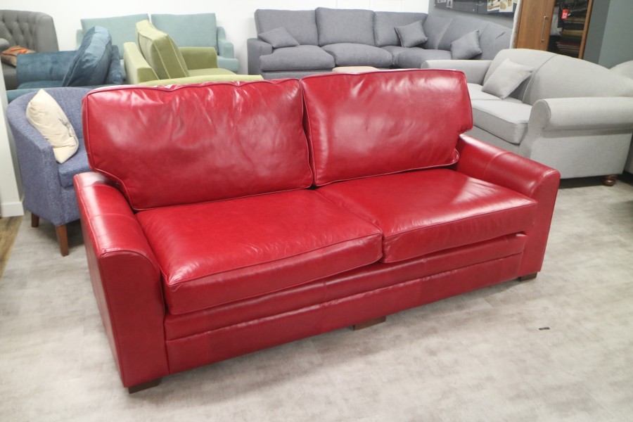 Liberty Leather Sofa - 3.5 Seater - Old English Gamay