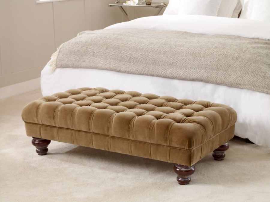 Crompton Vintage Fabric Footstool - Bracken Cream