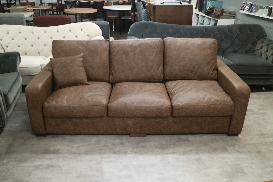 Sandler Leather Sofa - 4 Seater - Apache Rum