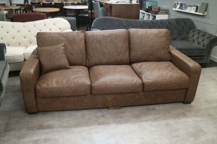 Sandler Leather Sofa - 4 Seater - Apache Rum