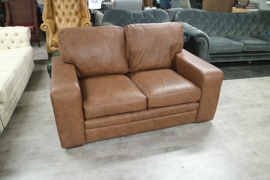 Tan two deals seater leather sofa