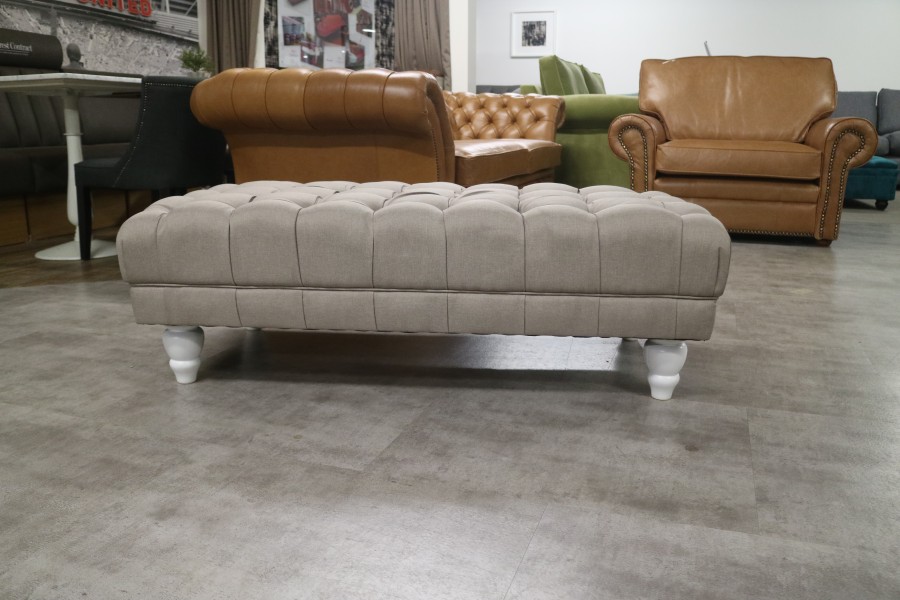 Crompton Vintage Fabric Footstool - Bracken Cream