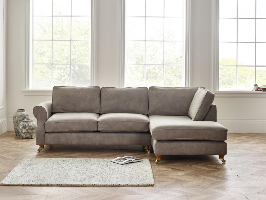 Churchill Leather Chaise Sofa Right Hand Facing - 3 x Chaise Sofa - Tribe Grey