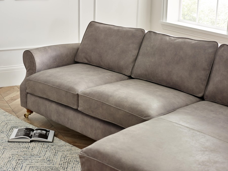 Churchill Leather Chaise Sofa Right Hand Facing - 3 x Chaise Sofa - Tribe Grey