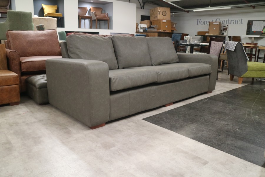 Cuba Lounge Sofa - 4 Seater - Infinity Charcoal Faux Leather
