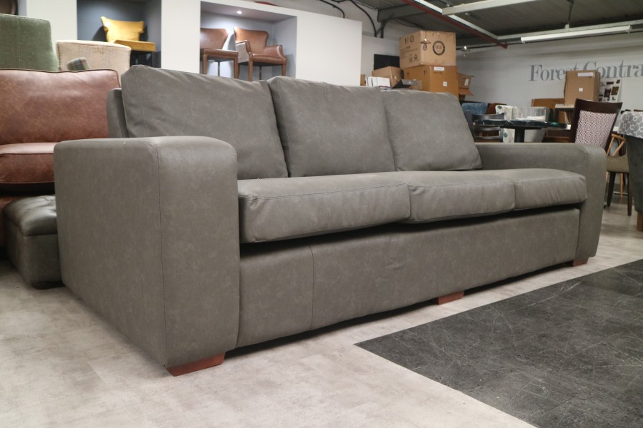 Cuba Lounge Sofa - 4 Seater - Infinity Charcoal Faux Leather