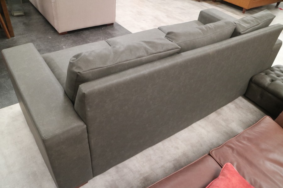 Cuba Lounge Sofa - 4 Seater - Infinity Charcoal Faux Leather
