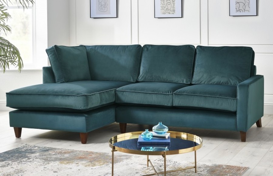 Drake left Hand Facing Fabric Chaise Sofa - 3 x Chaise Corner Sofa - Plush Mallard