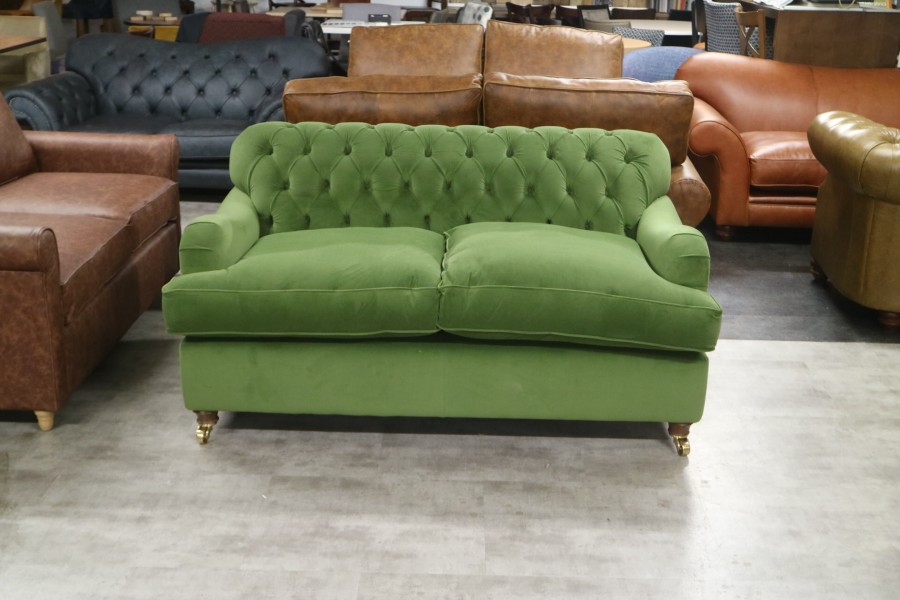 Harris Vintage Fabric Chesterfield Sofa - 2.5 Seater - Passione Olive