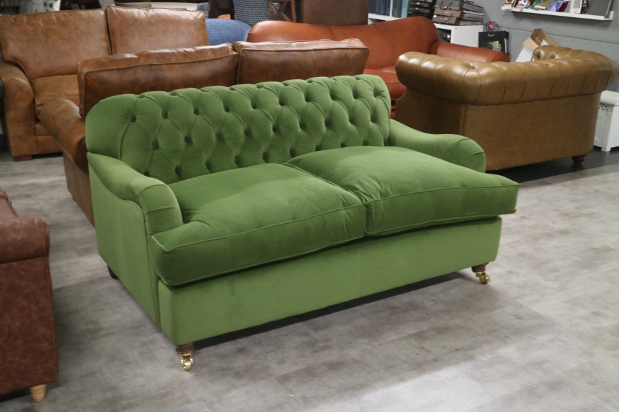 Harris Vintage Fabric Chesterfield Sofa - 2.5 Seater - Passione Olive