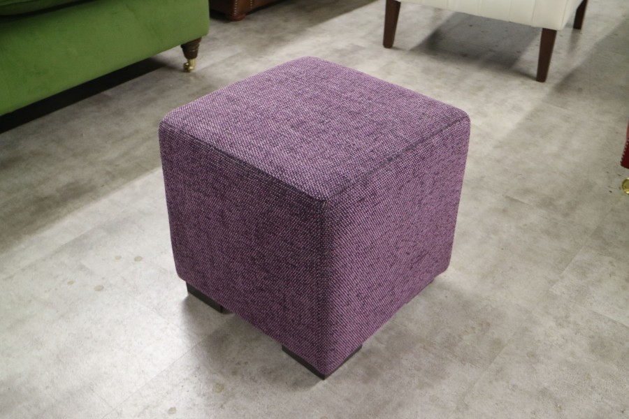 Fabric Single Cube Stool - Finesse Aubergine