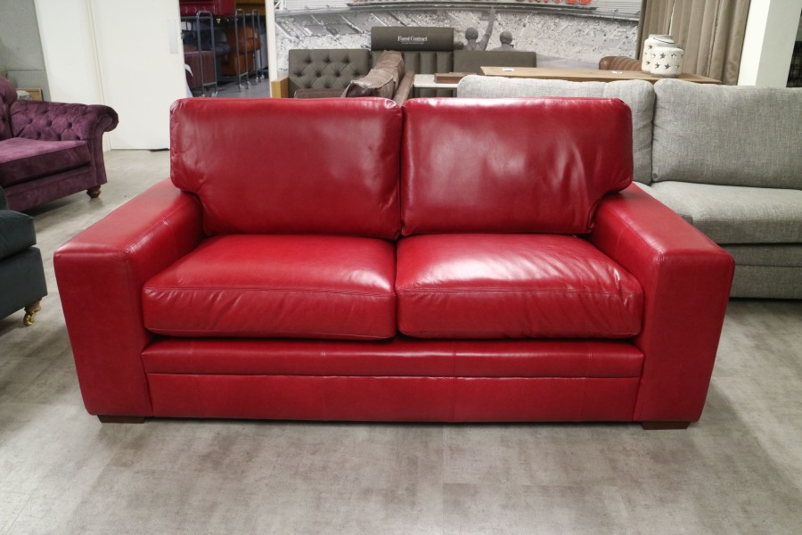 Abbey Leather Sofa - 3 Seater - Old English Gamay