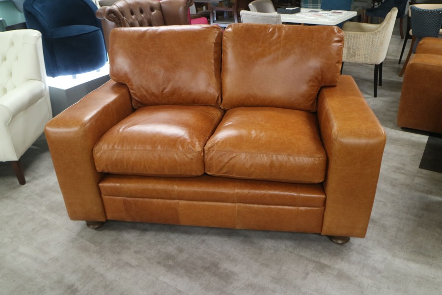 Abbey Leather Sofa Suite - 2 Seater + Chair - Crystal Bruciato