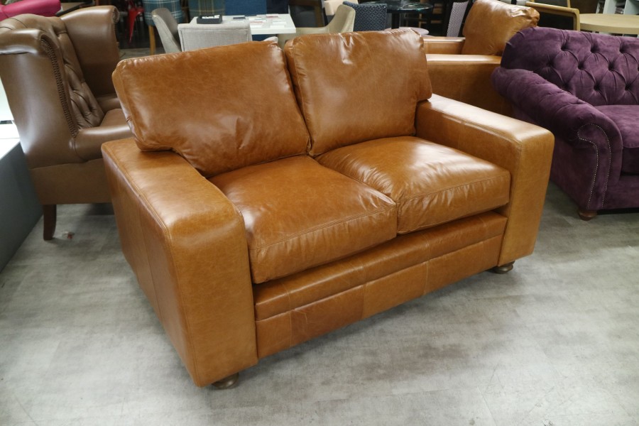 Abbey Leather Sofa Suite - 2 Seater + Chair - Crystal Bruciato