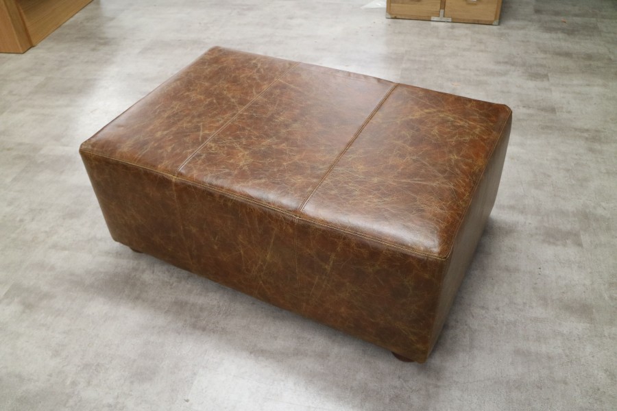 Macy Large Footstool - Macy Stool - Vintage Cognac