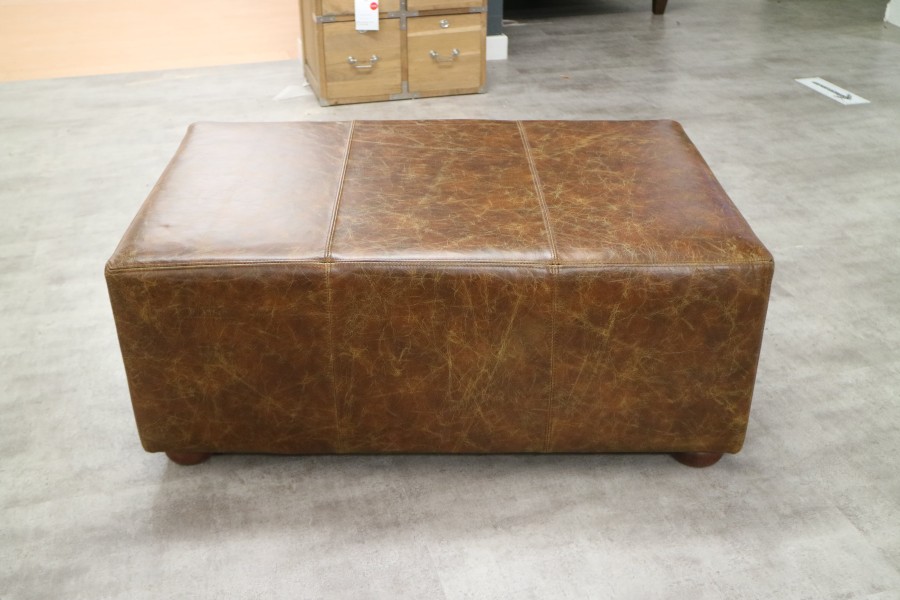 Macy Large Footstool - Macy Stool - Vintage Cognac