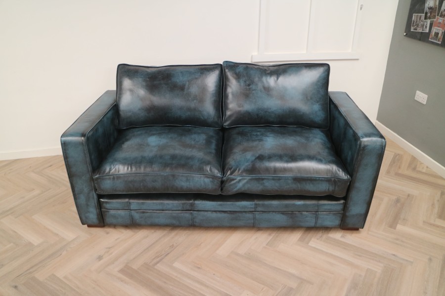 Trafalger leather sofa suite - 3 Seater + Chair - Antique Blue