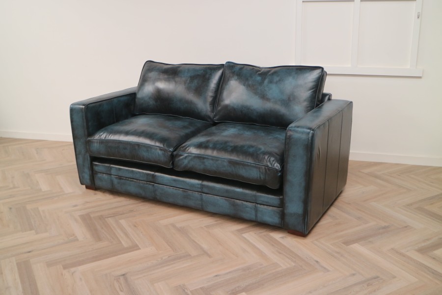 Trafalger leather sofa suite - 3 Seater + Chair - Antique Blue