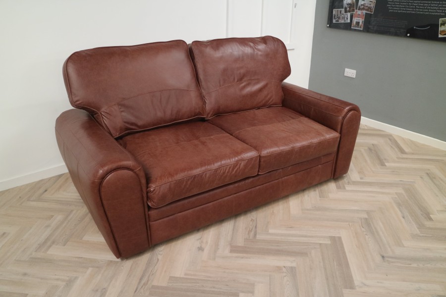 Chicago Leather Sofa Suite - 3 Seater + Chair - Crystal Hazel