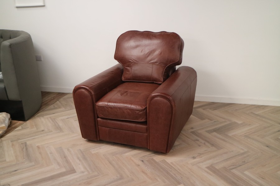 Chicago Leather Sofa Suite - 3 Seater + Chair - Crystal Hazel