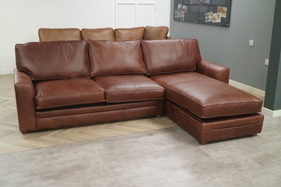 Liberty Leather Storage Chaise Sofabed - 3.5sb x RHF Chaise - Crystal Hazel