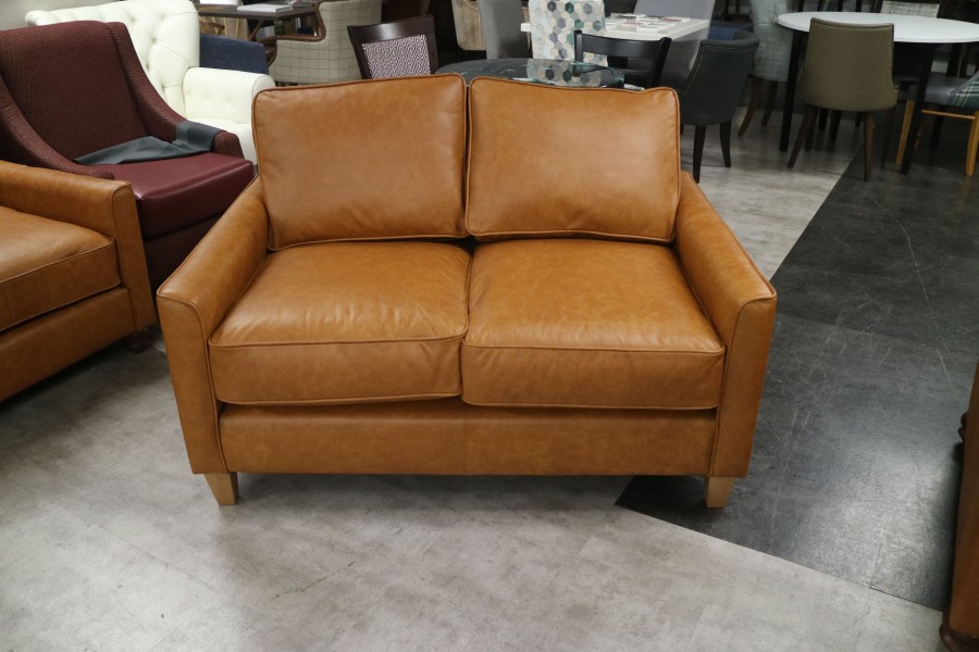 Columbus Small Leather Sofa - 2 Seater - Dune Sand