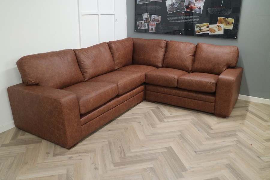 Abbey Leather Corner Settee - 3 x 2str Corner Sofa - Apache Tan