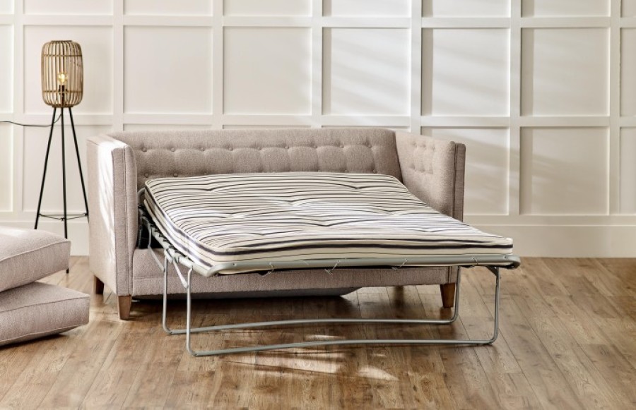 Lovell Retro Sofa Bed - 3 Seater Sofa Bed - Boucle Everest Natural