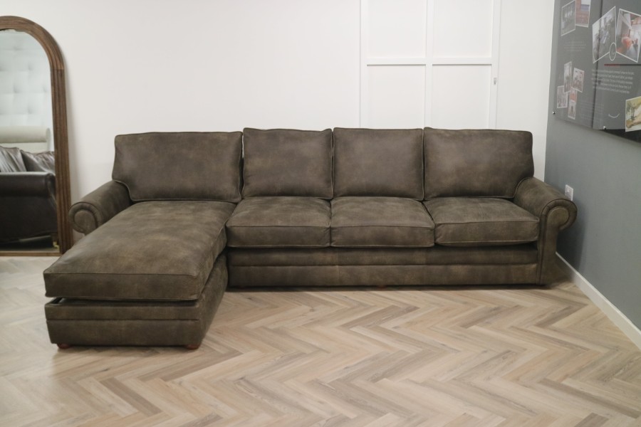 Portland Leather Storage Chaise - 4 x LHF Chaise - Tribe Wood