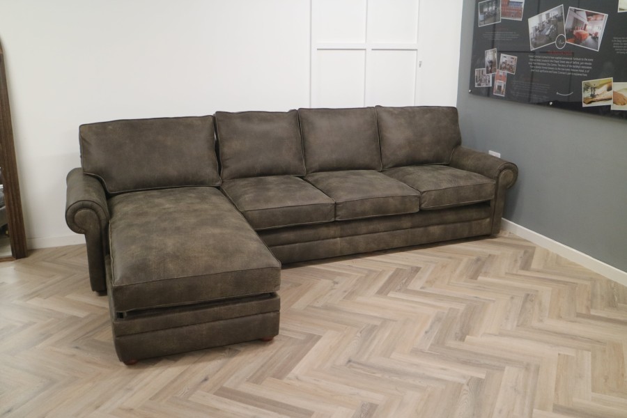 Portland Leather Storage Chaise - 4 x LHF Chaise - Tribe Wood