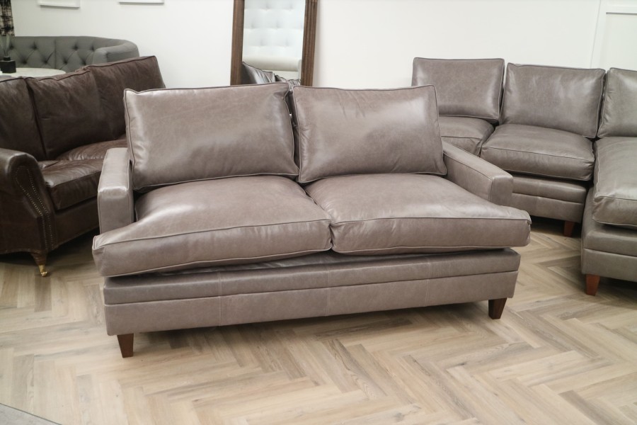 Everest Leather Sofa Bed - 3 Seater SB - Old English Lead