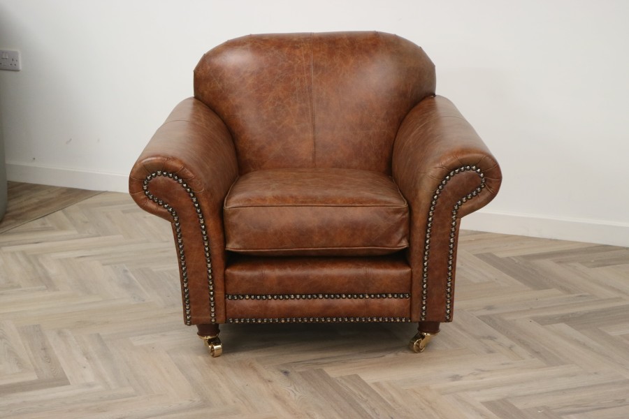 The English Sofa Company Rochester Vintage Leather Sofa Chair Vintage Tan 73760