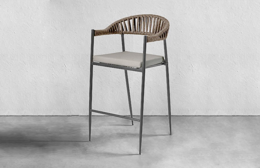 Trieste Rope Stool - Tan/ Taupe