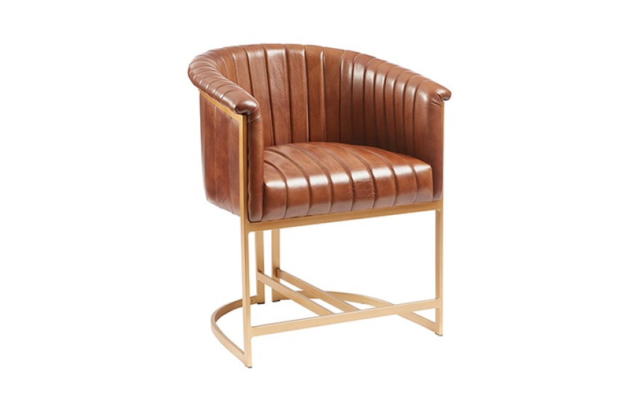 Old Fashioned Dining Chair - Pecan Leather