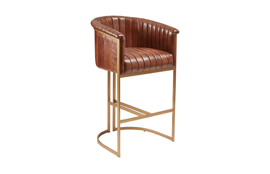 Old Fashioned Bar Stool - Pecan Leather
