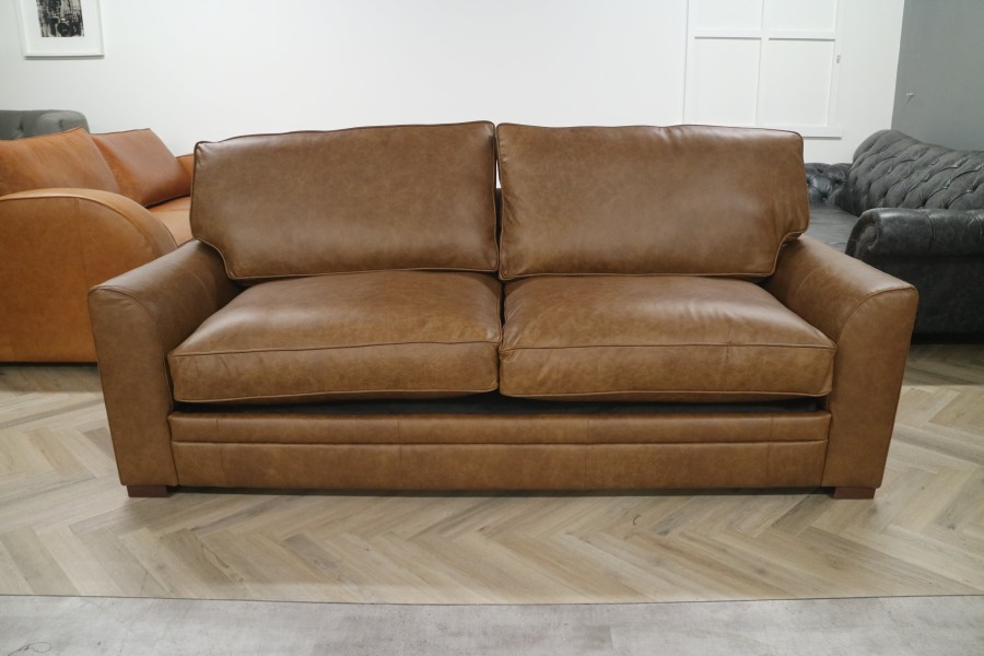 Liberty Leather Sofa Bed - 3.5 Seater SB - Dune Fudge