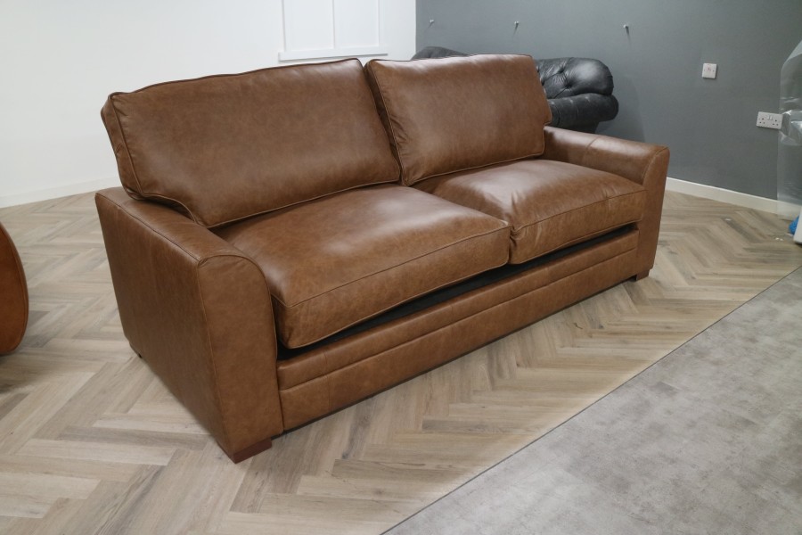 Liberty Leather Sofa Bed - 3.5 Seater SB - Dune Fudge