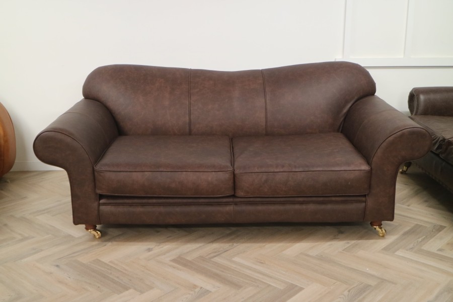 St Charles Leather Sofa - 3 Seater - Apache Roast