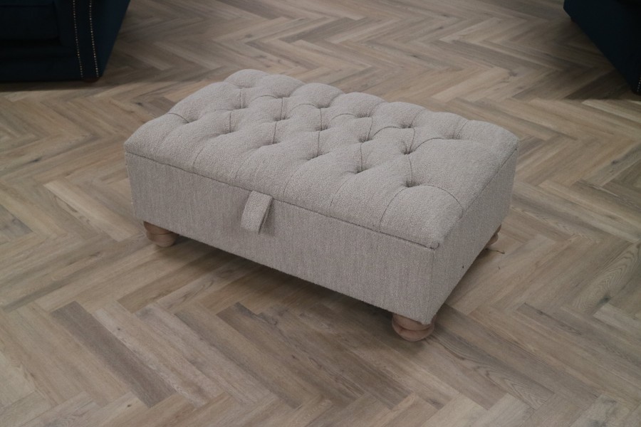 St Edmund Fabric Footstool - Everest Natural