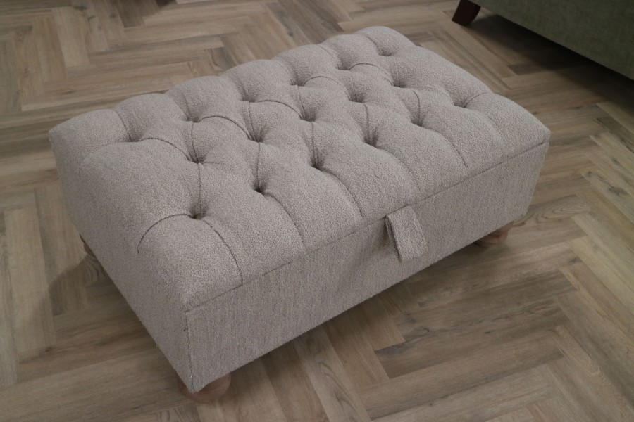 St Edmund Fabric Footstool - Everest Natural