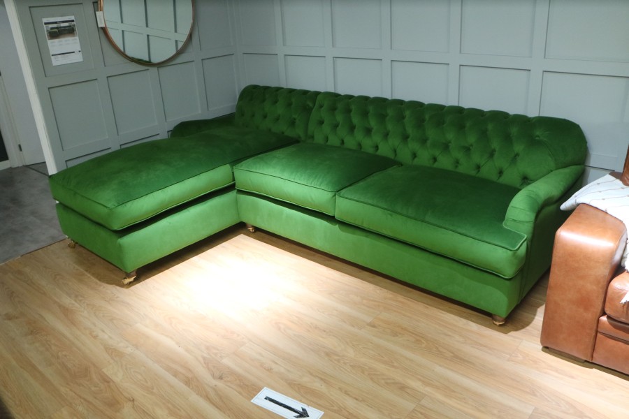 Harris Chesterfield Chaise Sofa Bed - 3.5 x Chaise Corner Sofabed - Moleskin Spruce