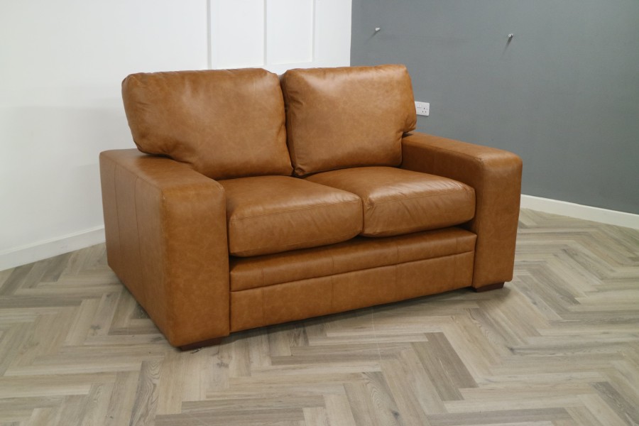 Abbey Leather Sofa - 2 Seater - Dune Sand