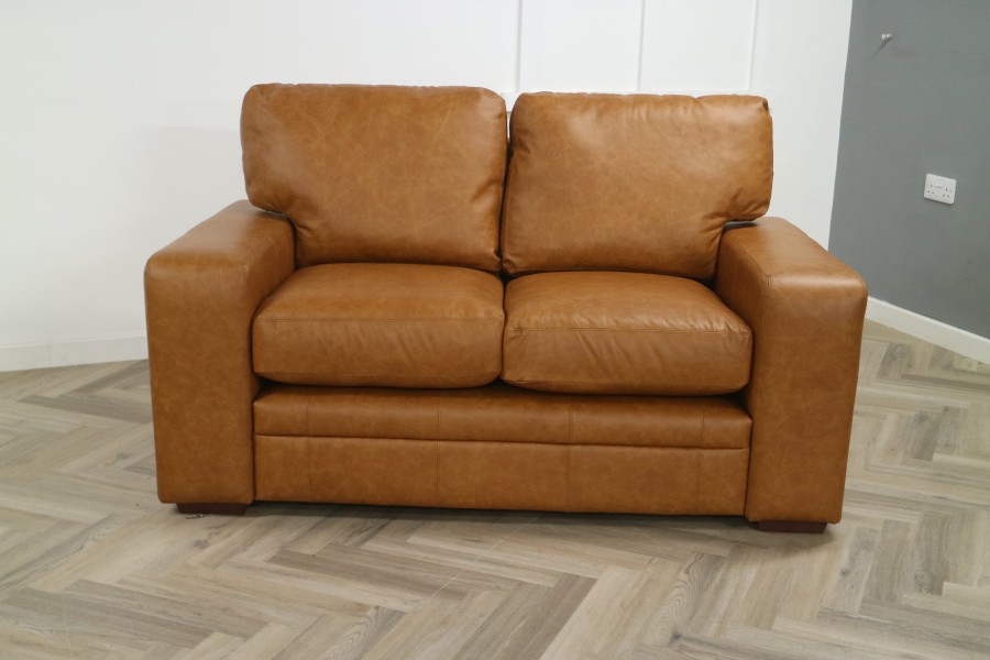 Abbey Leather Sofa - 2 Seater - Dune Sand